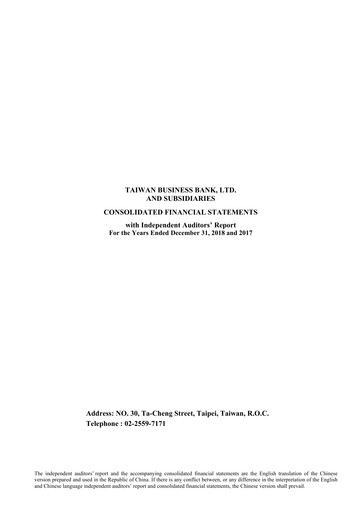 Thumbnail Taiwan Business Bank
 Financial Statement 2018