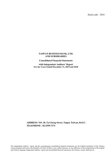 Thumbnail Taiwan Business Bank
 Financial Statement 2019