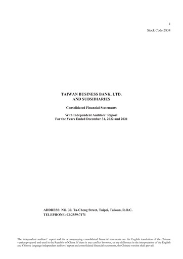 Thumbnail Taiwan Business Bank
 Financial Statement 2022