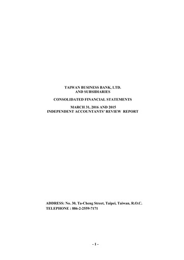 Thumbnail Taiwan Business Bank
 Quarterly Report 2016-q1