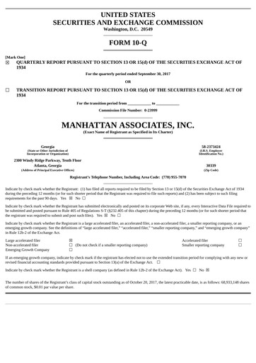 Thumbnail Manhattan Associates
 Quarterly Report 2017-q3