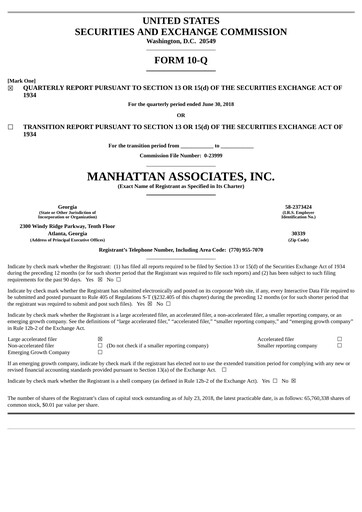 Thumbnail Manhattan Associates
 Quarterly Report 2018-q2