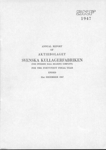 Thumbnail SKF India Annual Report 1947