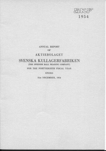 Thumbnail SKF India Annual Report 1954