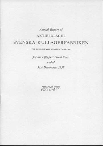 Thumbnail SKF India Annual Report 1957