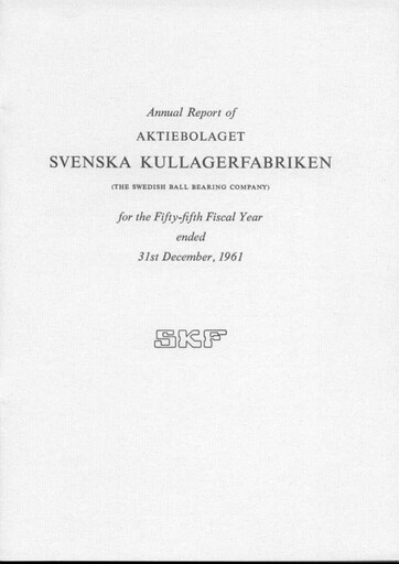 Thumbnail SKF India Annual Report 1961