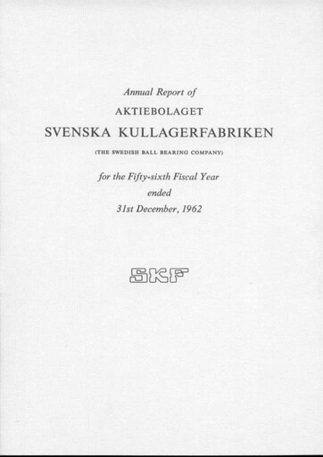 Thumbnail SKF India Annual Report 1962
