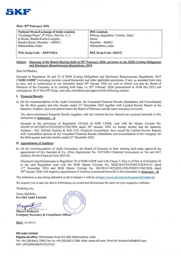 Vorschaubild SKF India Quartalsbericht 2025-q3