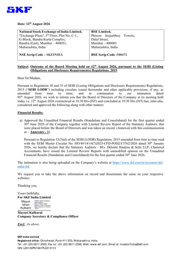 Miniature SKF India Rapport trimestriel 2026-q1