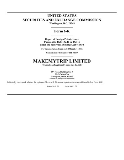 Thumbnail MakeMyTrip
 Quarterly Report 2026-q4