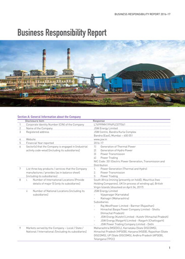 Thumbnail JSW Energy
 ESG Report 2016-2017