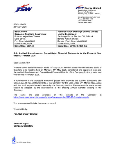 Thumbnail JSW Energy
 Financial Statement 2025-2026