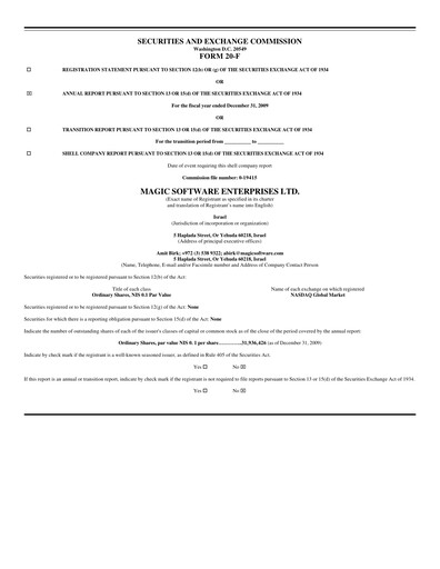 Vorschaubild Magic Software Jahresbericht 2009