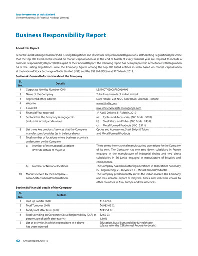 Thumbnail Tube Investments of India ESG Report 2018-2019