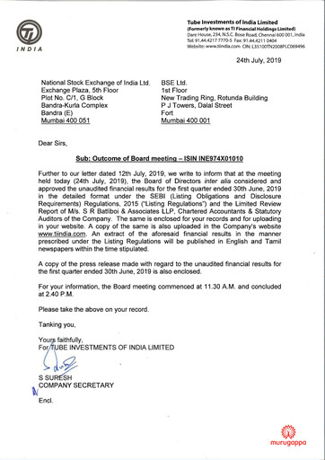 Vorschaubild Tube Investments of India Quartalsbericht 2019-q1