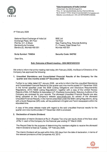 Vorschaubild Tube Investments of India Quartalsbericht 2025-q3
