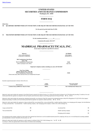 Miniature Madrigal Pharmaceuticals
 Rapport trimestriel 2026-q2