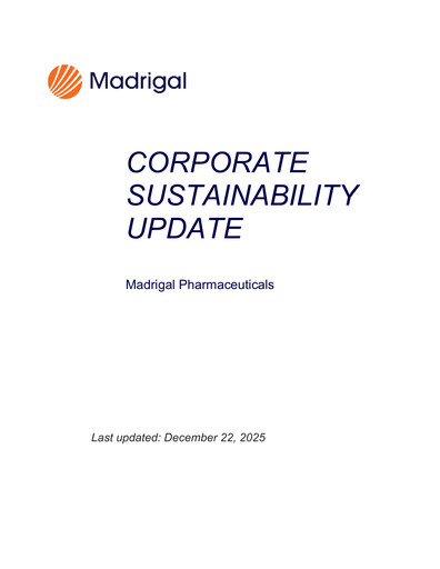 Miniature Madrigal Pharmaceuticals
 Rapport de durabilité 2025