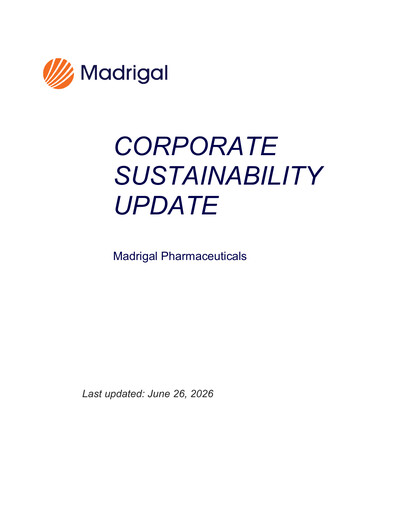 Miniature Madrigal Pharmaceuticals
 Rapport de durabilité 2026