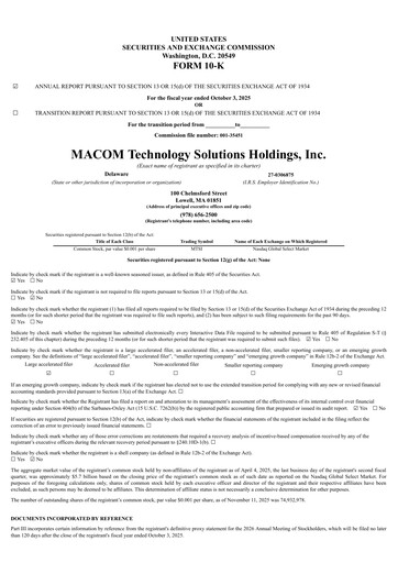 Thumbnail MACOM Technology Solutions Annual Report 2025