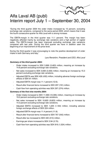 Thumbnail Alfa Laval
 Quarterly Report 2004-q3