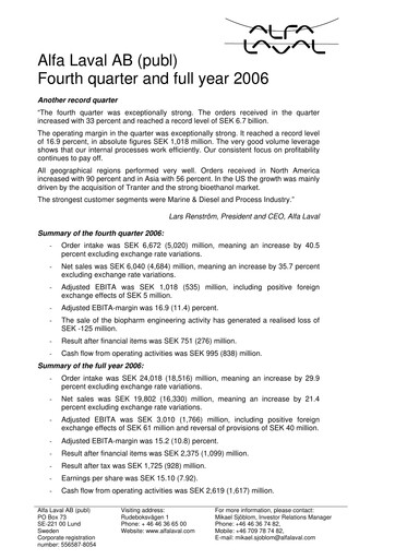 Thumbnail Alfa Laval
 Quarterly Report 2006-q4