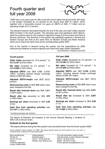 Thumbnail Alfa Laval
 Quarterly Report 2008-q4