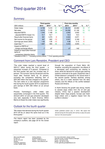 Thumbnail Alfa Laval
 Quarterly Report 2014-q3