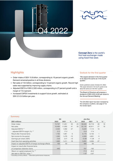 Thumbnail Alfa Laval
 Quarterly Report 2022-q4