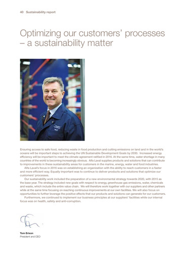 Thumbnail Alfa Laval
 Sustainability Report 2016