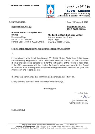 Thumbnail SJVN
 Quarterly Report 2020-q1