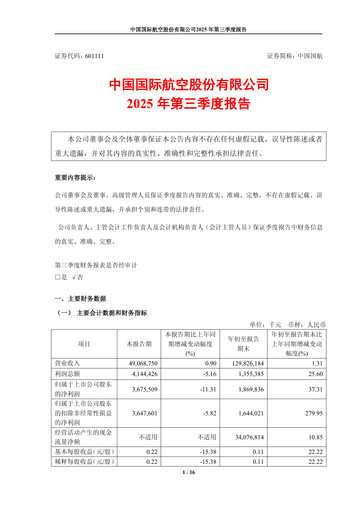 Vorschaubild Air China
 Quartalsbericht 2025-q3