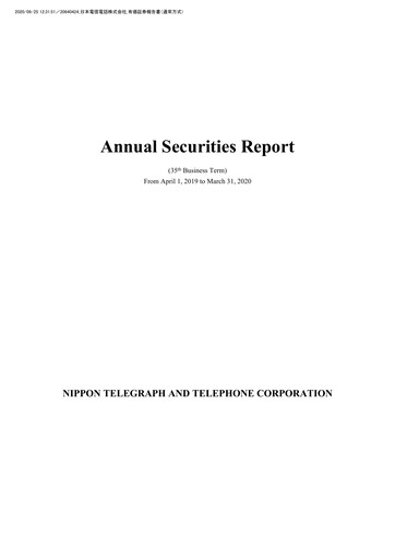 Thumbnail NTT (Nippon Telegraph & Telephone)

 Annual Report 2019