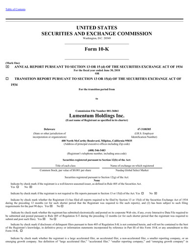 Miniature Lumentum Rapport annuel 2017-2018