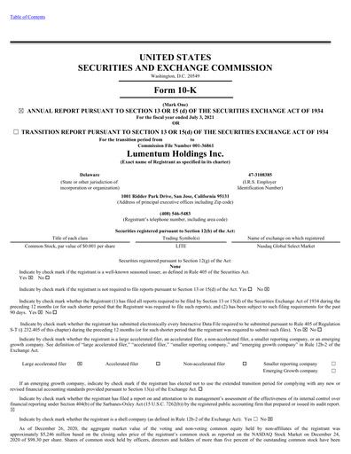 Miniature Lumentum Rapport annuel 2020-2021
