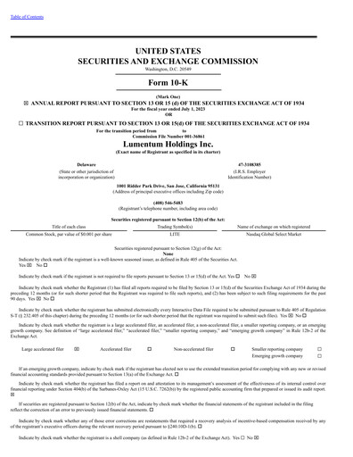 Miniature Lumentum Rapport annuel 2022-2023