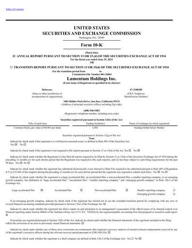 Miniature Lumentum Rapport annuel 2023-2024