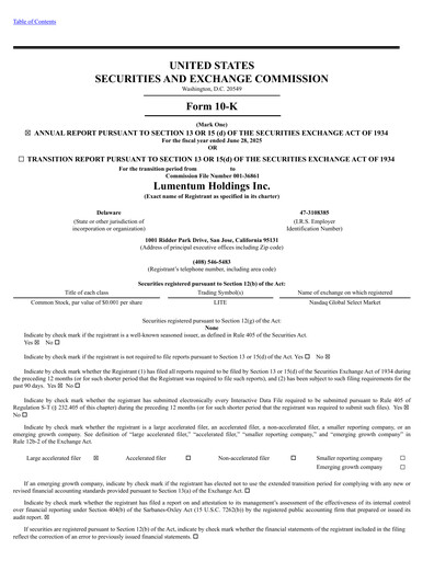 Miniature Lumentum Rapport annuel 2024-2025