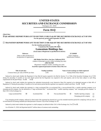 Miniature Lumentum Rapport trimestriel 2025-q1