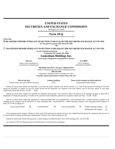 Miniature Lumentum Rapport trimestriel 2025-q3