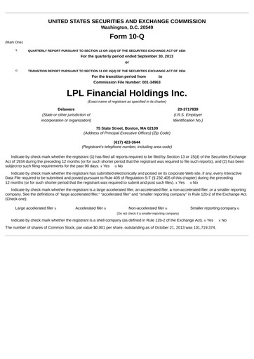 Thumbnail LPL Financial
 Quarterly Report 2013-q3
