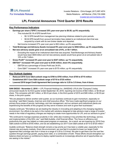 Thumbnail LPL Financial
 Quarterly Report 2016-q3