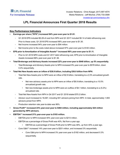 Thumbnail LPL Financial
 Quarterly Report 2018-q1