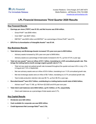 Thumbnail LPL Financial
 Quarterly Report 2020-q3