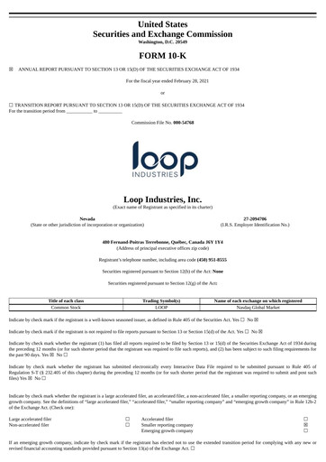 Thumbnail Loop Industries
 Annual Report 2021
