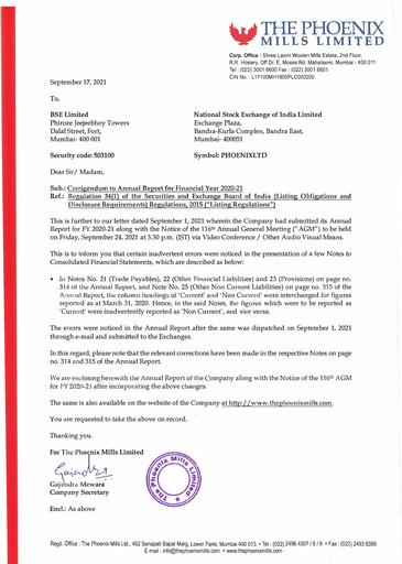 Thumbnail Phoenix Mills
 Annual Report 2021