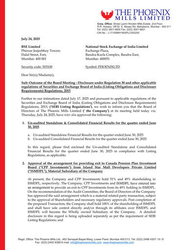 Thumbnail Phoenix Mills
 Quarterly Report 2025-q1
