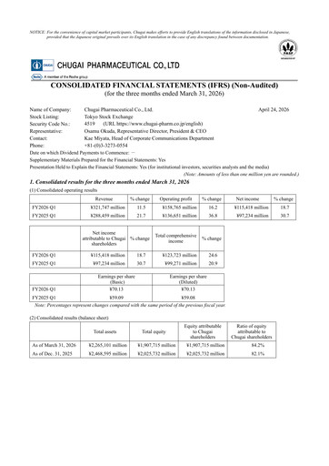 Thumbnail Chugai Pharmaceutical Quarterly Report 2026-q1