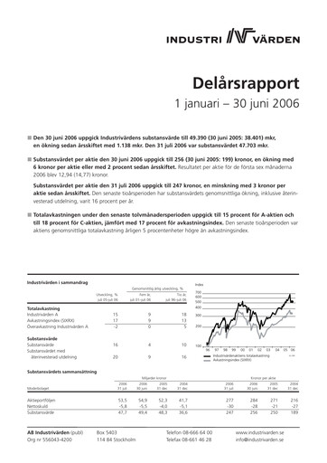 Thumbnail Industrivarden Half-year Report 2006-h1