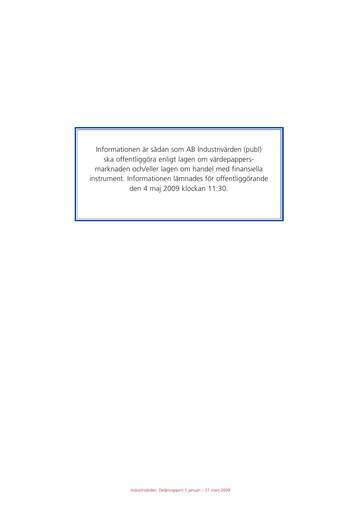 Thumbnail Industrivarden Quarterly Report 2009-q1